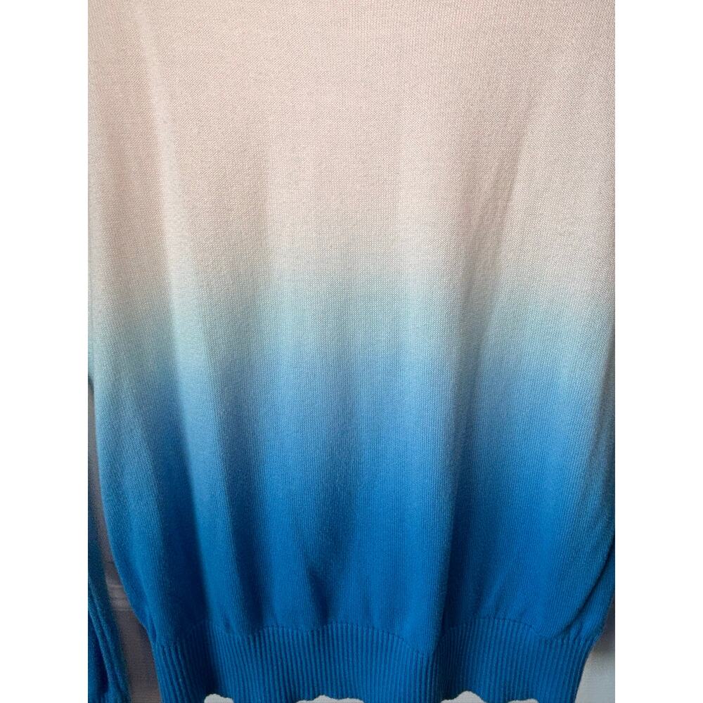 Banana Republic Women’s XS Blue Cream Ombré Dip Dye 100% Cotton Sweater - Picture 4 of 5
